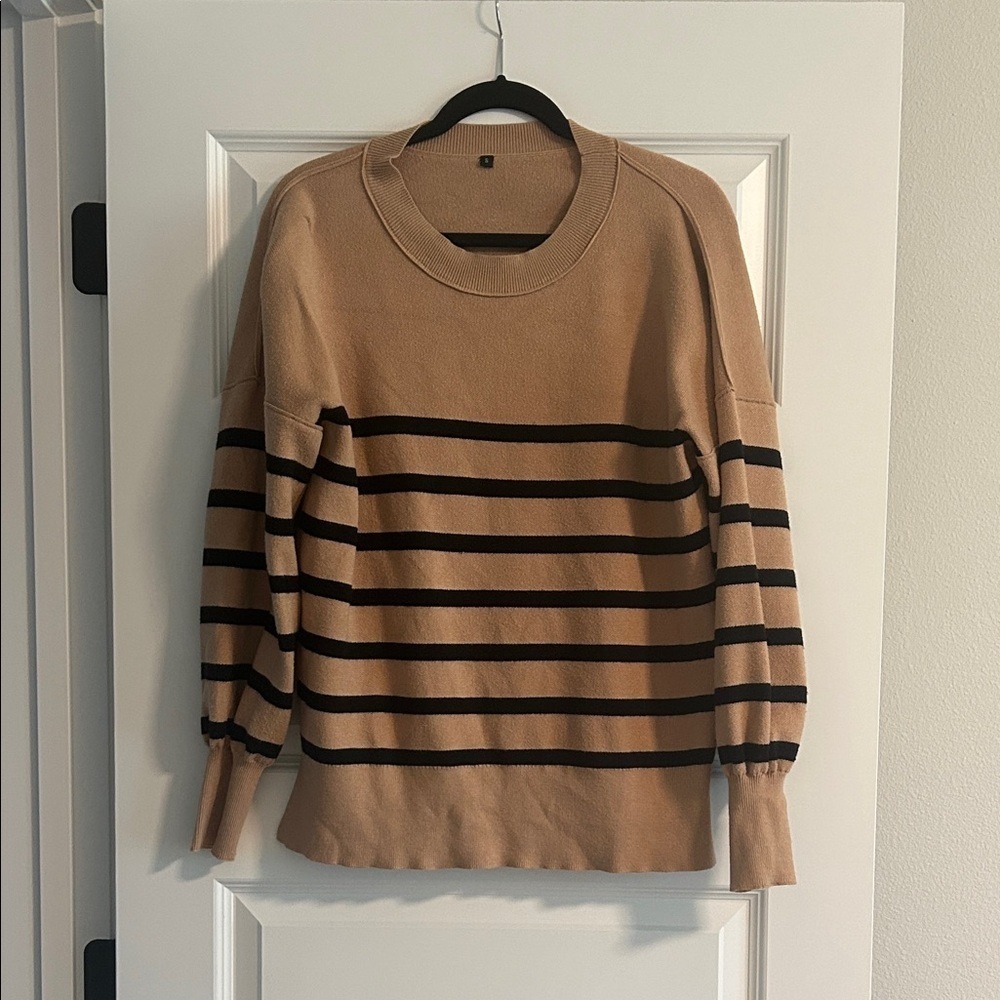 Tan and Black Striped Sweater